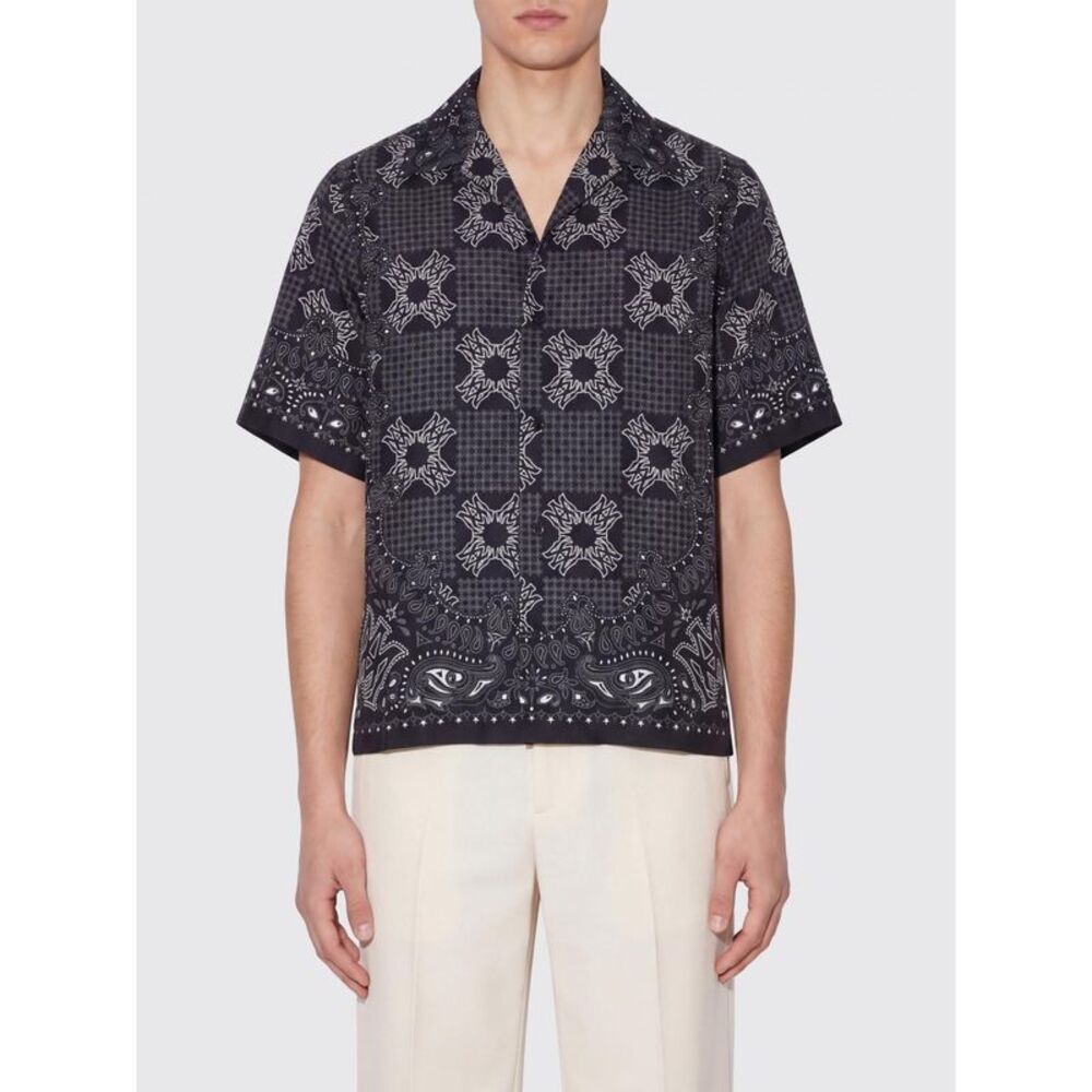 Amiri Men Amiri Short-Sleeve Silk Shirt With Paisley Print And Cuban Collar